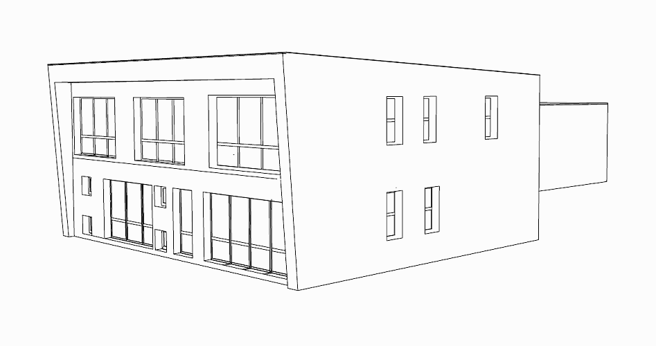 Neubau eines Bürogebäudes inklusive Inneneinrichtung, Ansicht