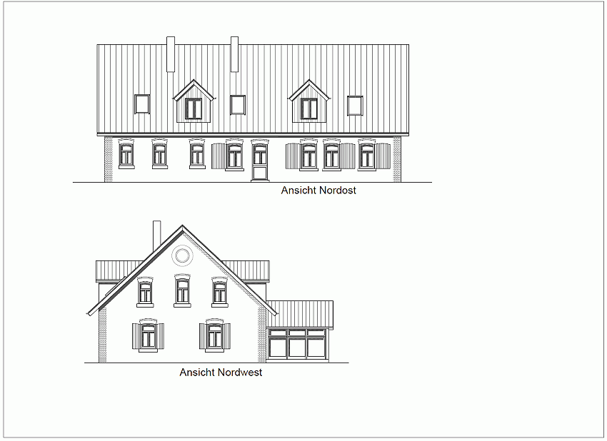 Ersatzneubau für ein ehemaliges Wohnwirtschaftshaus, Ansichten