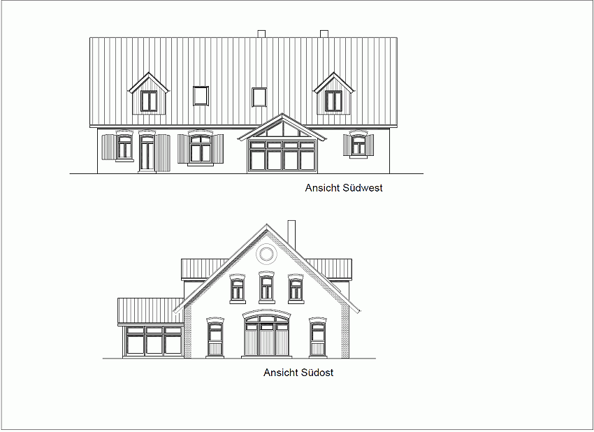 Ersatzneubau für ein ehemaliges Wohnwirtschaftshaus, Ansichten